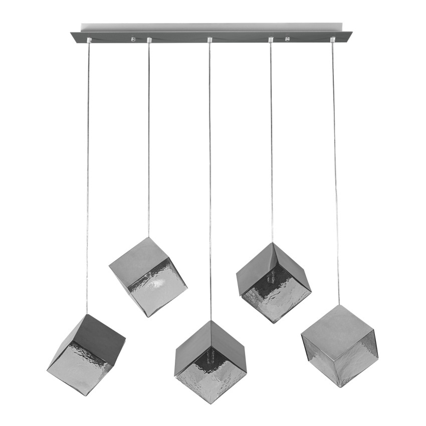 Glint® Πολύφωτο Ράγα με 5 Κύβους από Μέταλλο και Διάφανο Γυαλί – 5xG9