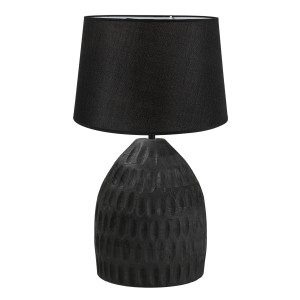 Επιτραπέζια Λάμπα Μαύρη Ξύλινη με Μαύρο Αμπαζούρ 1ΧΕ27