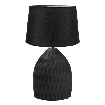 Επιτραπέζια Λάμπα Μαύρη Ξύλινη με Μαύρο Αμπαζούρ 1ΧΕ27