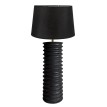 Επιτραπέζια Λάμπα Ξύλινη Μαύρη με Ραβδώσεις και Αμπαζούρ