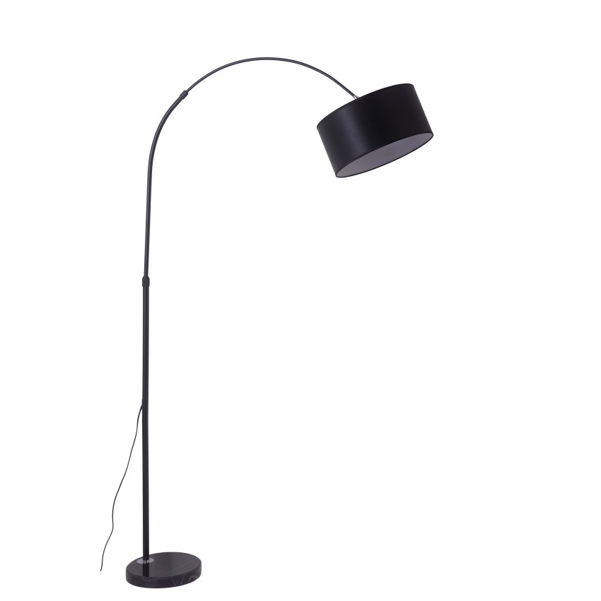 Επιδαπέδιο Φωτιστικό Μαύρο με Καμπύλη Κορμό & Αμπαζούρ E27