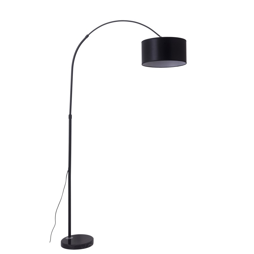 Επιδαπέδιο Φωτιστικό Μαύρο με Καμπύλη Κορμό & Αμπαζούρ E27