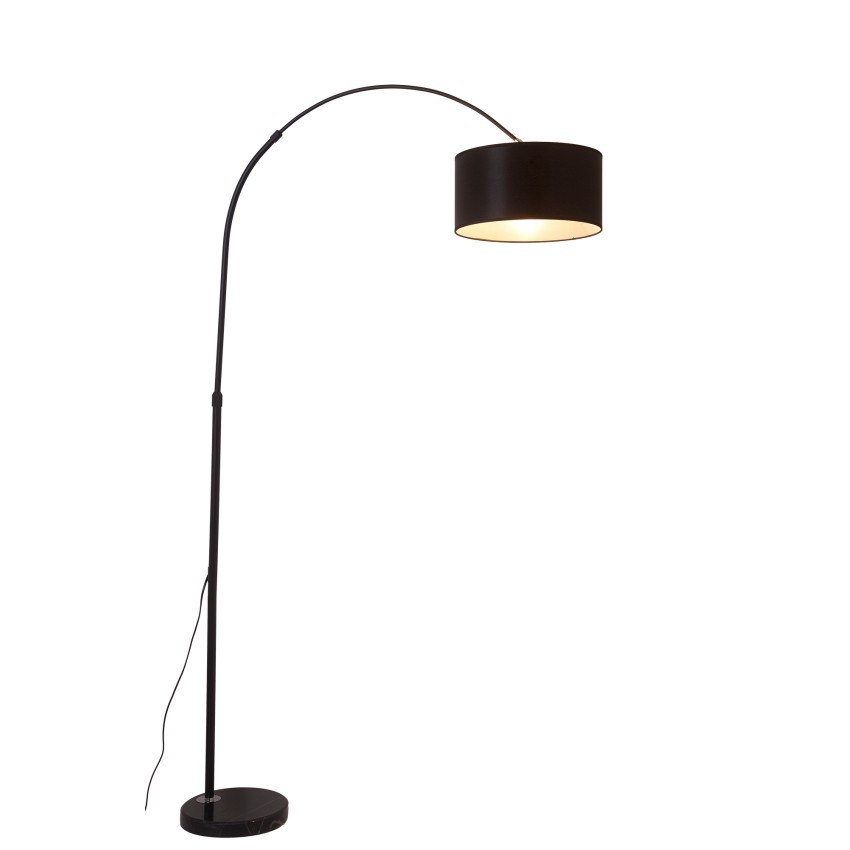 Επιδαπέδιο Φωτιστικό Μαύρο με Καμπύλη Κορμό & Αμπαζούρ E27