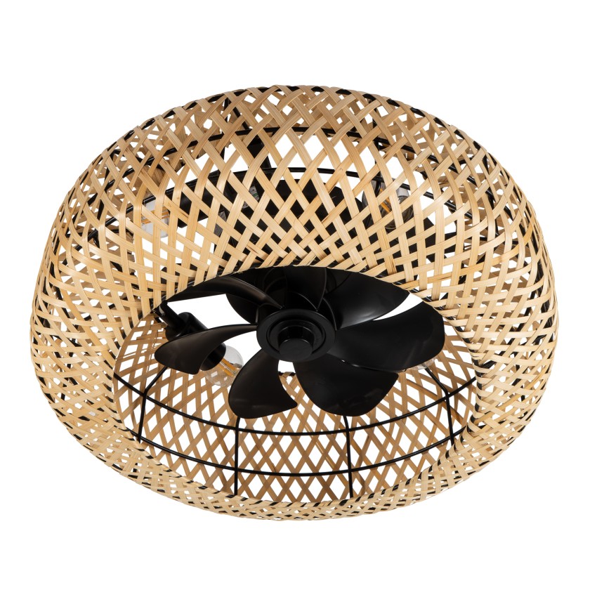Ανεμιστήρας οροφής πλαφονιέρα Bamboo CFC9507 με πλεκτό σκίαστρο και κρυφό ανεμιστήρα