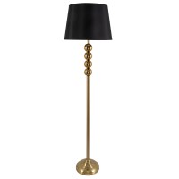Επιδαπέδιο Φωτιστικό Antique Brass με Μαύρο Υφασμάτινο Αμπαζούρ E27