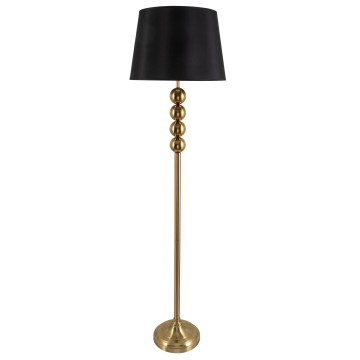 Επιδαπέδιο Φωτιστικό Antique Brass με Μαύρο Υφασμάτινο Αμπαζούρ E27
