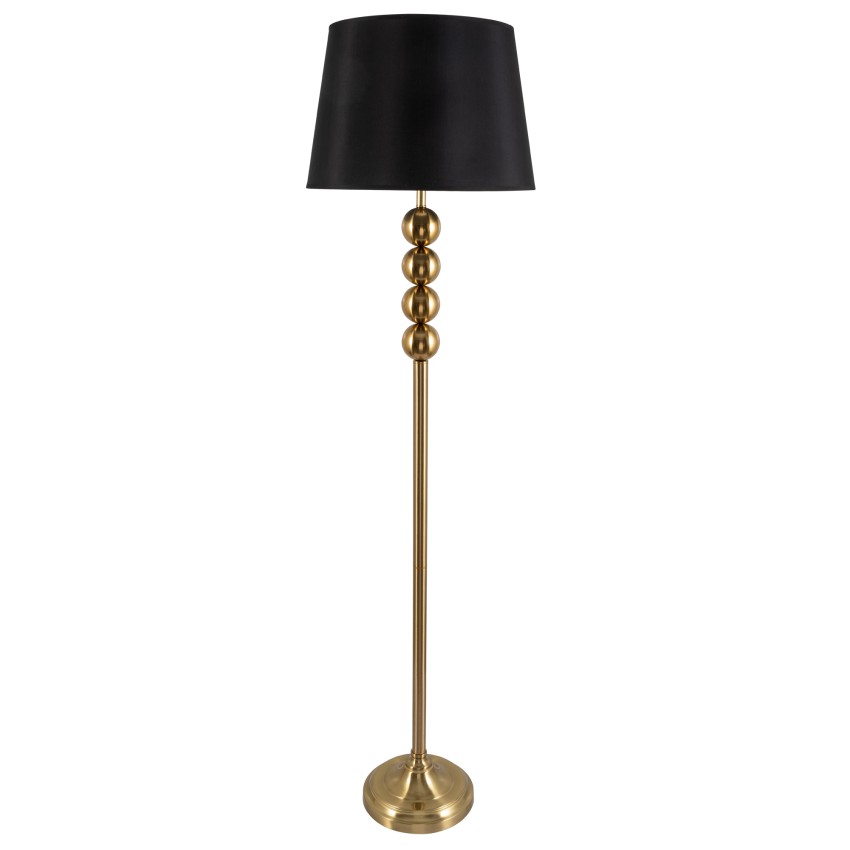 Επιδαπέδιο Φωτιστικό Antique Brass με Μαύρο Υφασμάτινο Αμπαζούρ 