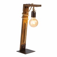 BETULA Επιτραπέζιο Φωτιστικό Industrial Ξύλο & Σχοινί