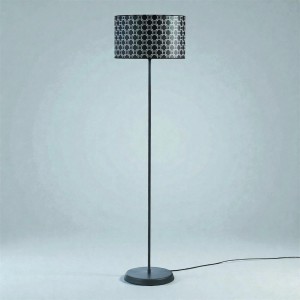 Φωτιστικό Δαπέδου από Μέταλλο & Αμπαζούρ σε Μαύρο Λευκό Ε27