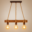 Rafter Wood Κρεμαστό Vintage Φωτιστικό από Ξύλο & Σχοινί 3 x E27