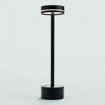 Επιτραπέζιο Επαναφορτιζόμενο Φωτιστικό LED 3W 3CCT Αφής Dimmable – Μαύρο Ματ