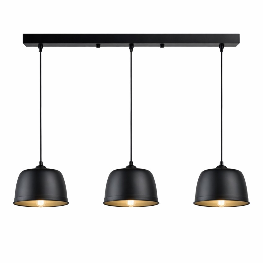 Beany πολύφωτο κρεμαστό μαύρο με ροζέτα ράγας 3xE27