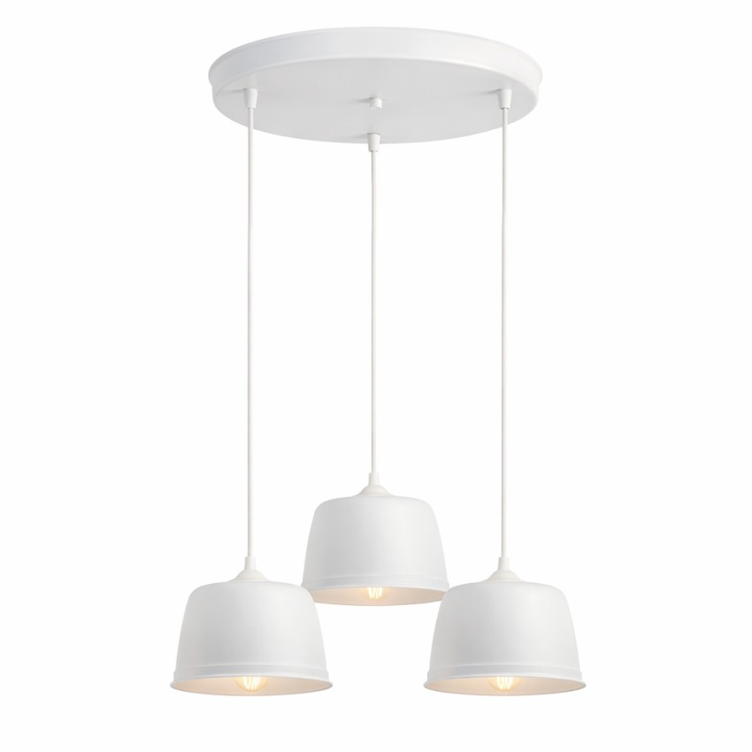 Beany πολύφωτο κρεμαστό λευκό με στρογγυλή ροζέτα 3xE27