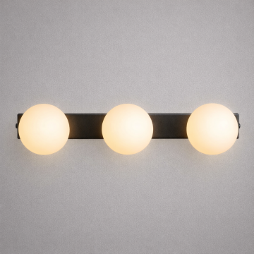 Απλίκα Τοίχου 3φωτη G9 Μαύρη Ματ με Οπάλ Γυαλί