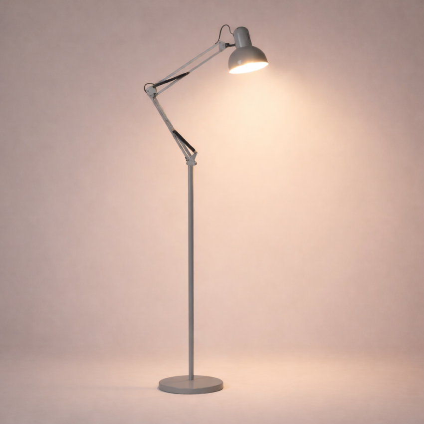 Επιδαπέδιο φωτιστικό σχεδιαστηρίου γκρι μεταλλικό E27