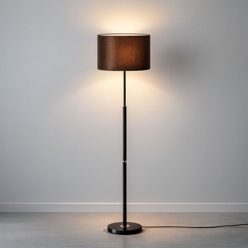 Επιδαπέδιο Φωτιστικό με Δερμάτινη Επένδυση και Μαρμάρινη Βάση