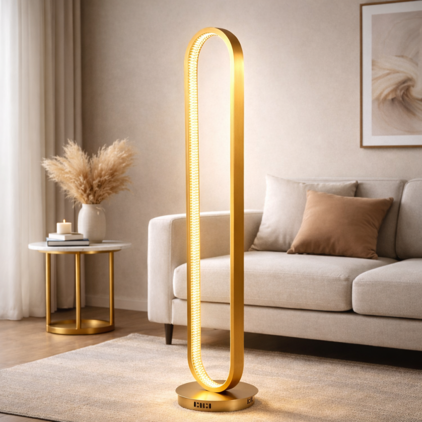 Επιδαπέδιο φωτιστικό LED οβάλ χρυσό ματ