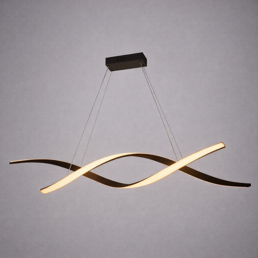 κρεμαστό φωτιστικό led μαύρο με σχέδιο dna 80w 3000k