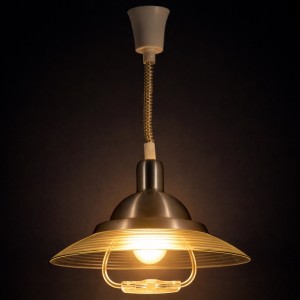 Κρεμαστό Φωτιστικό Οροφής 5331 Νίκελ Σπιράλ με Γυαλί E27 Ø40