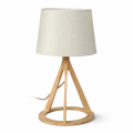 Επιτραπέζιο Φωτιστικό με Φυσικό Ξύλο και Καπέλο E27