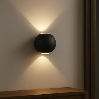 Glint® Σποτ Απλίκα Τοίχου Up & Down W5196 – Μαύρη, LED 6W, IP54