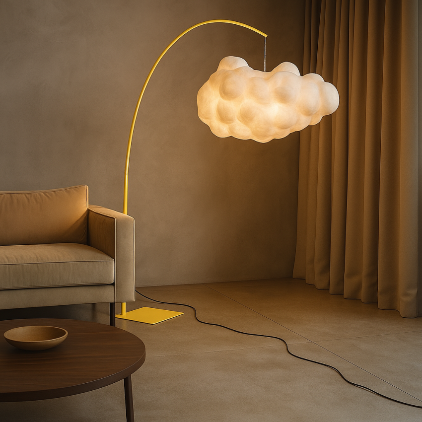 Cloud Φωτιστικό Δαπέδου με Σκελετό από Μέταλλο και Μεταξωτό Καπέλο Σύννεφο Cloud Φωτιστικό Δαπέδου με Σκελετό από Μέταλλο και Μεταξωτό Καπέλο Σύννεφο