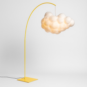 Cloud Φωτιστικό Δαπέδου με Σκελετό από Μέταλλο και Μεταξωτό Καπέλο Σύννεφο