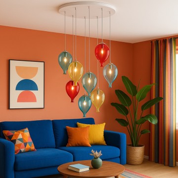 Balloon Πολύφωτο Φωτιστικό με Πολύχρωμα Γυάλινα Μπαλόνια
