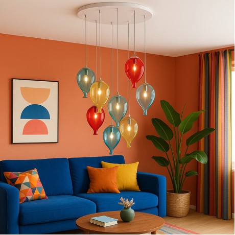 Balloon Πολύφωτο Φωτιστικό με Πολύχρωμα Γυάλινα Μπαλόνια