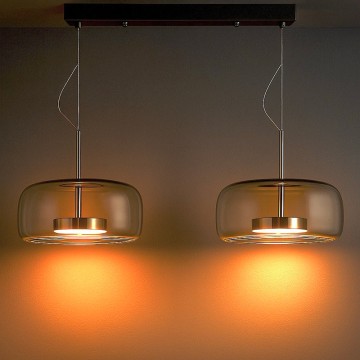 Δίφωτο Φωτιστικό Ράγας με Φιμέ Γυαλί & Χάλυβα – HAROL 906B/2