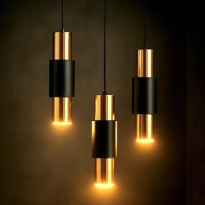 JOHA 1354/3  Μοντέρνο Κρεμαστό Φωτιστικό 3φωτο με Χρυσό & Μαύρο Design