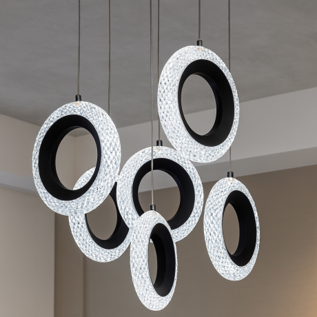 Glint® Κρεμαστό Φωτιστικό LED με Κρύσταλλο TABU RING 9503 – (6 Φώτα)