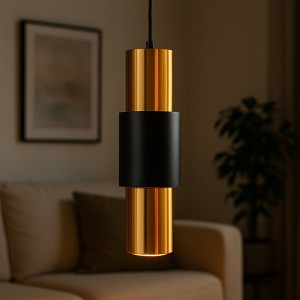 JOHA 1354 Κρεμαστό Φωτιστικό Μονόφωτο Χρυσό Μαύρο