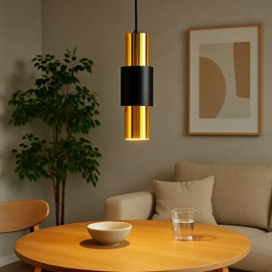 JOHA 1354 Κρεμαστό Φωτιστικό Μονόφωτο Χρυσό Μαύρο