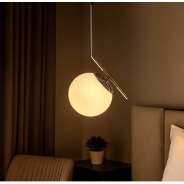 MINA 1081 – Κρεμαστό Φωτιστικό Μονόφωτο με Γυαλί Οπαλίνα (Διάμετρος 30cm)