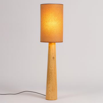 Glint.gr ZARI 124S – Ξύλινο Φωτιστικό Δαπέδου με Υφασμάτινο Καπέλο (165cm)