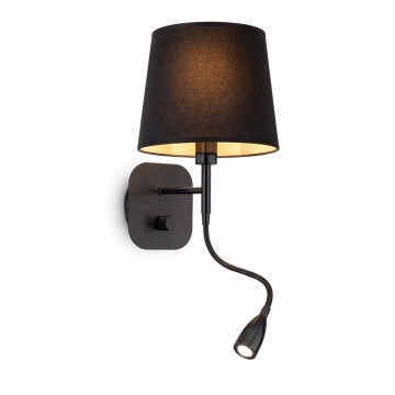 Απλίκα Τοίχου Μαύρη με Αμπαζούρ & LED Φως Ανάγνωσης