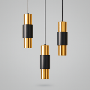 JOHA 1354/3  Μοντέρνο Κρεμαστό Φωτιστικό 3φωτο με Χρυσό & Μαύρο Design