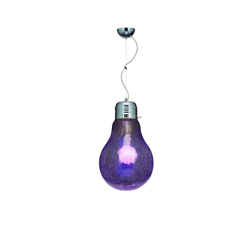 Bulb Crackle Glass Purple Κρεμαστό Φωτιστικό Γλόμπος 35 cm Bulb Crackle Glass Purple Κρεμαστό Φωτιστικό Γλόμπος 35 cm
