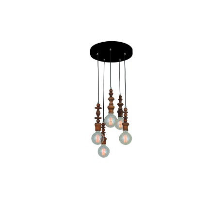 Hl-041R-5P Melody Aged Wood Κρεμαστό Φωτιστικό