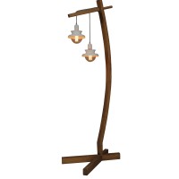 Επιδαπέδιο Φωτιστικό HL-305FL Norio – Διπλό Κρεμαστό Design με Ξύλινη Βάση & Ορατές Λάμπες Filament