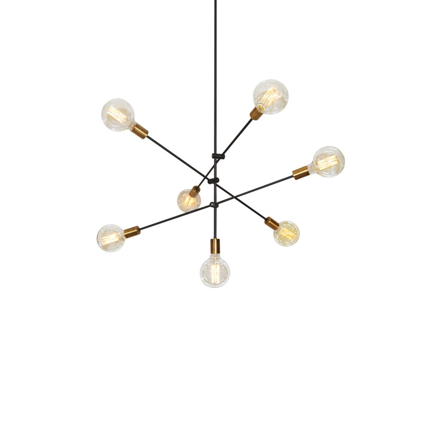 Se 136-7 Cody Κρεμαστό Φωτιστικό Black & Brushed Brass