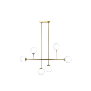 Se 110-6 Prato Κρεμαστό Φωτιστικό Brass Gold With 6 Opal Glasses Φ15