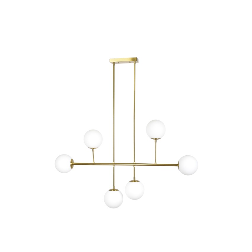 Se 110-6 Prato Κρεμαστό Φωτιστικό Brass Gold With 6 Opal Glasses Φ15