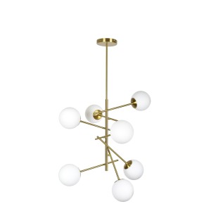 Se 110-7 Prato Κρεμαστό Φωτιστικό Brass Gold With 7 Opal Glasses Φ15