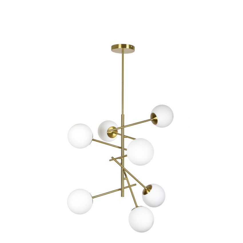 Se 110-7 Prato Κρεμαστό Φωτιστικό Brass Gold With 7 Opal Glasses Φ15