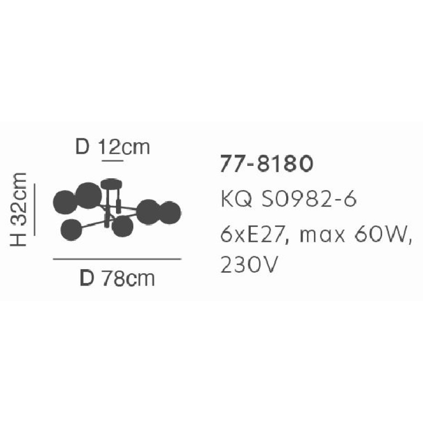 Kq S0982-6 Cross Black And Gold Φωτιστικό Οροφής