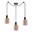 Se21-Bl-4-Bl3-Sh3 Adept Tube Black Κρεμαστό Φωτιστικό Brown Fabric Shade