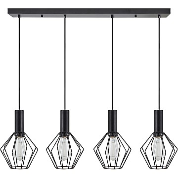 Se21-Bl-4-4Bl-Gr1 Adept Tube Black Κρεμαστό Φωτιστικό Black Metal Grid