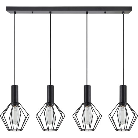 Se21-Bl-4-4Bl-Gr1 Adept Tube Black Κρεμαστό Φωτιστικό Black Metal Grid